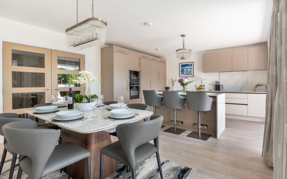 Open plan kitchen at Meadow Rise 