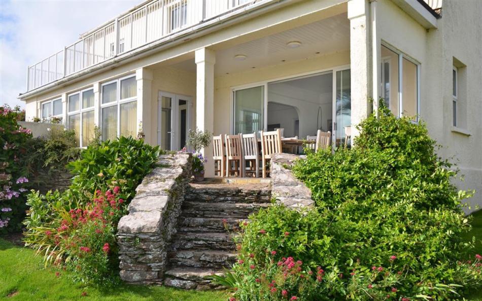 terrace from the garden at South Riding in Thurlestone