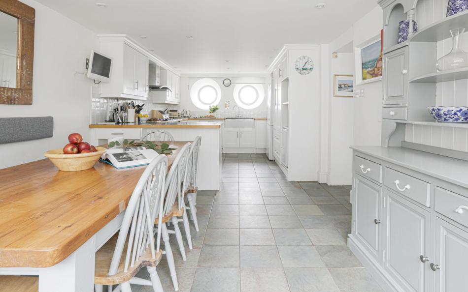 open plan living space in Breakwater Cottage