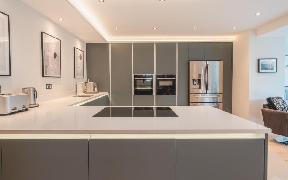 breakfast island in the kitchen