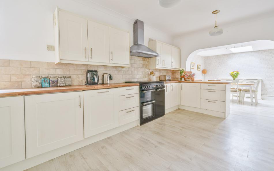 the modern kitchen at Beech Lodge
