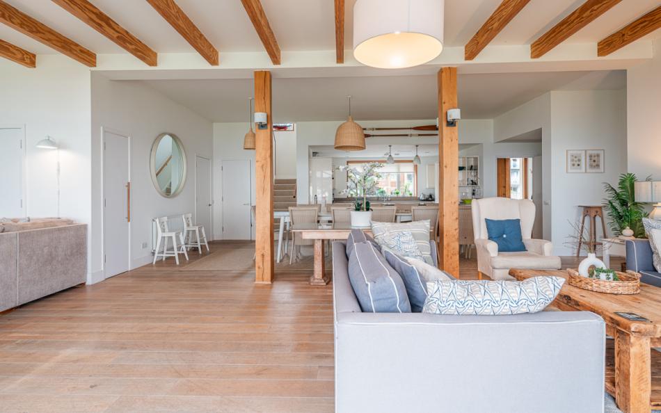 lounge to dining area at at Hook Sands in Sandbanks