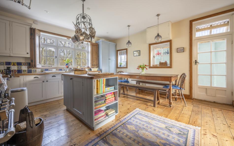 kitchen with island at Heather Cottage