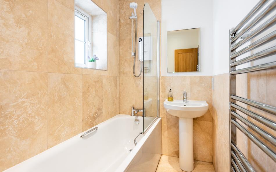 modern bathroom with bath