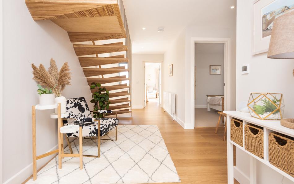 The entrance hallway, with statement chair