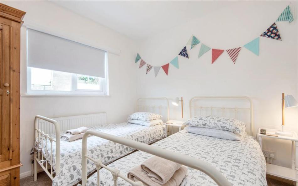 The twin bedroom (same level as living room etc) at The Haven 
