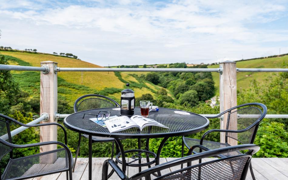 Balcony views at Hillsview holiday home in Polperro, Cornwall