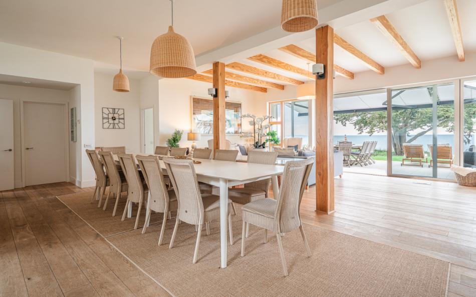 dining area at at Hook Sands in Sandbanks
