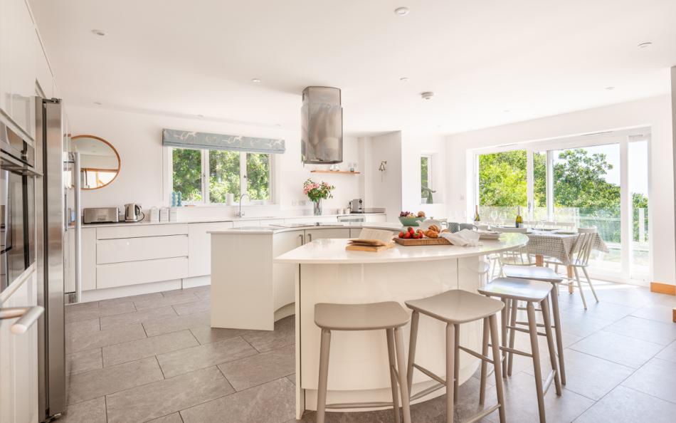 the modern kitchen in The Sands Salcombe