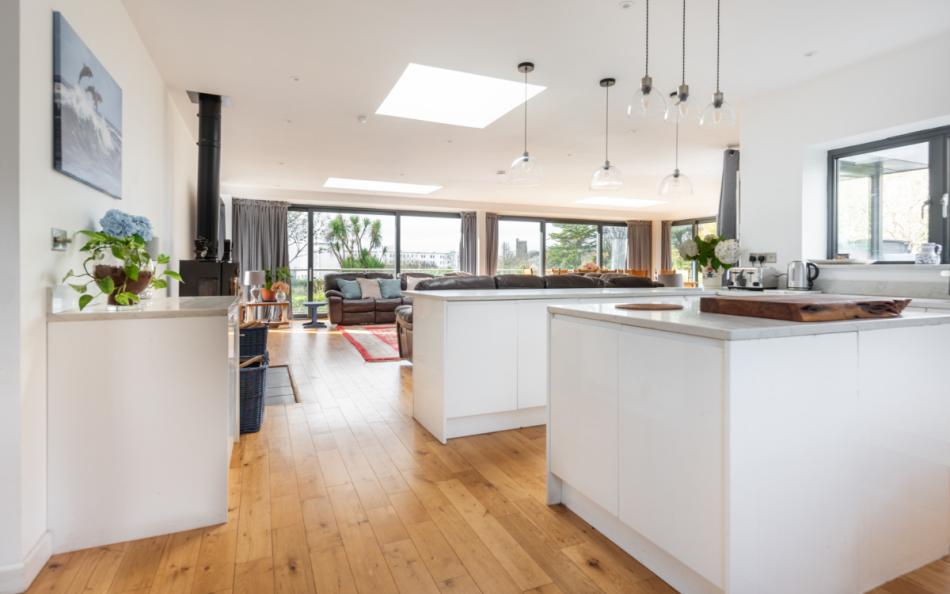 kitchen to lounge at Sea Haven House