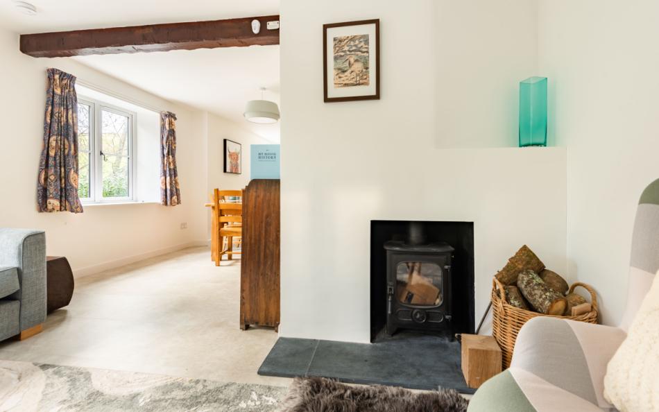 Cosy lounge with stove at Clanacombe Lodge 