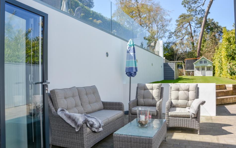 outdoor sofas to garden at Santorini House