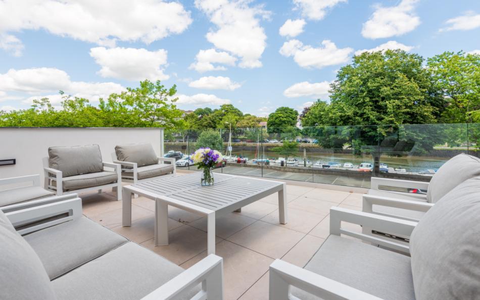 The spacious terrace at Larkrise