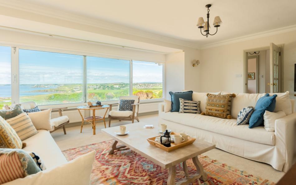 lounge with sea views at at Windrush