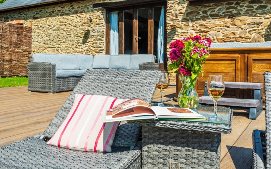 outdoor loungers at The Old Barn 