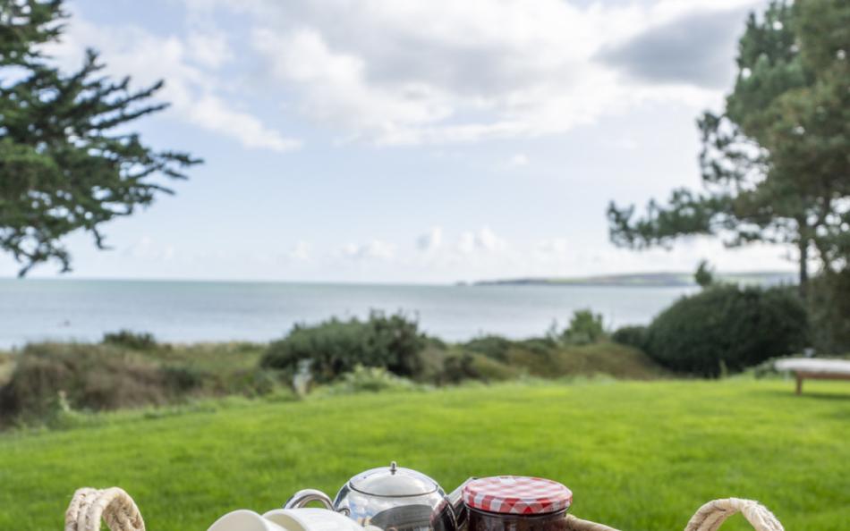dining outside with sea views