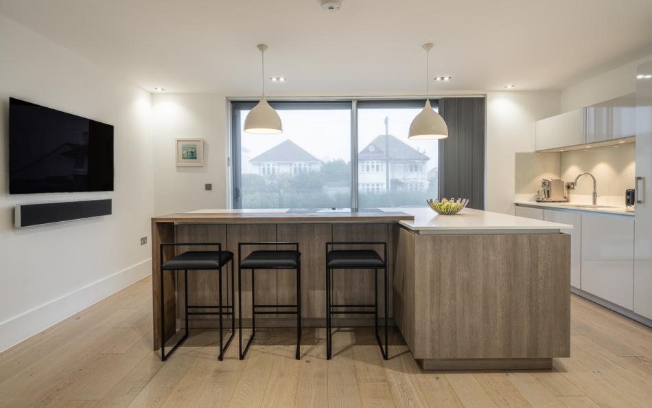 Large kitchen island at Leeward