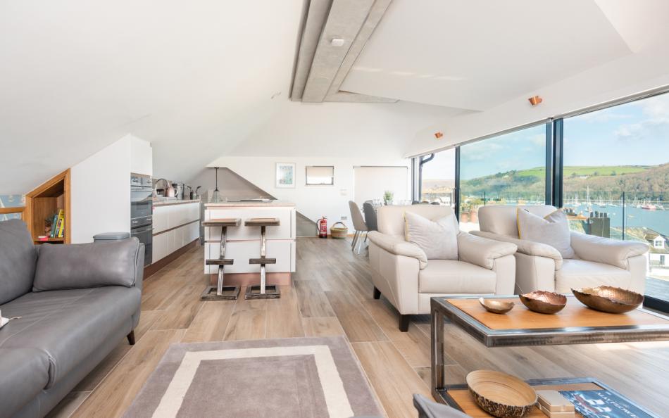 Open plan living area  at Bridge House 