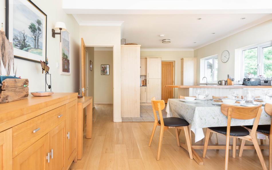 Light and airy living, kitchen dining space at Fairyfield