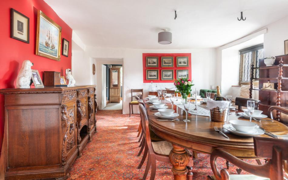large dining room at Pengenna Manor