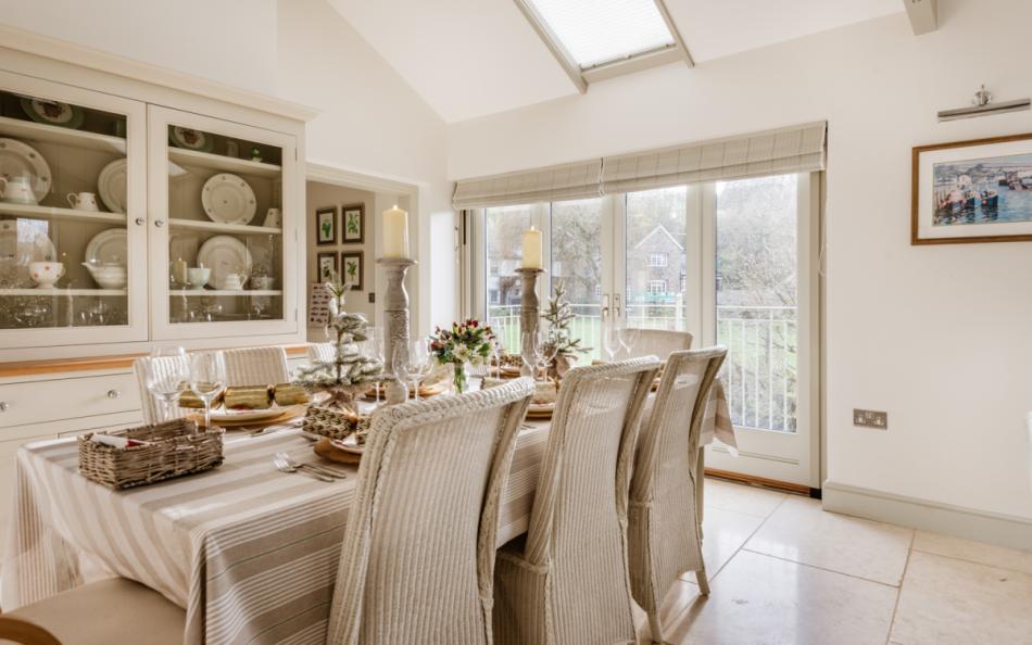 Light and airy dining area at Bow Bridge House 