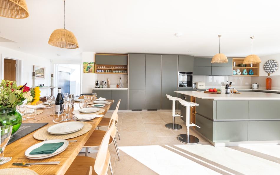 Large contemporary kitchen at Longstone holiday cottage