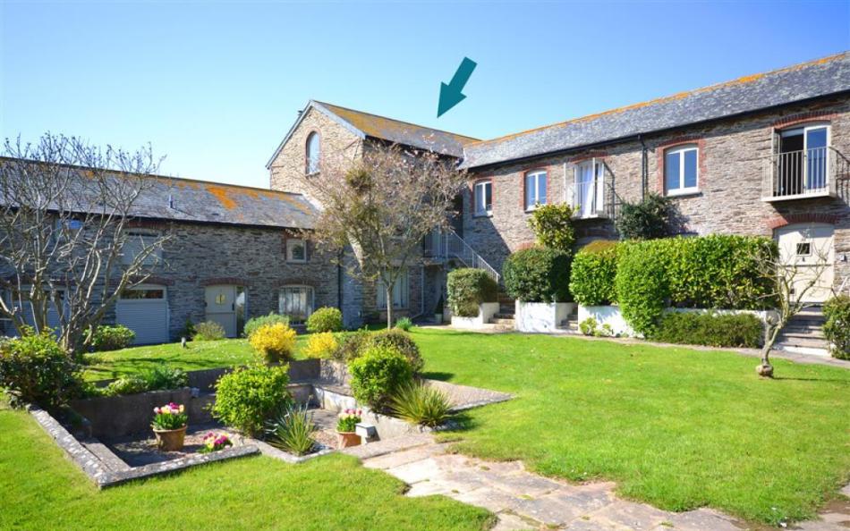 A look at The Loft exterior from the upper courtyard at Court Barton Loft