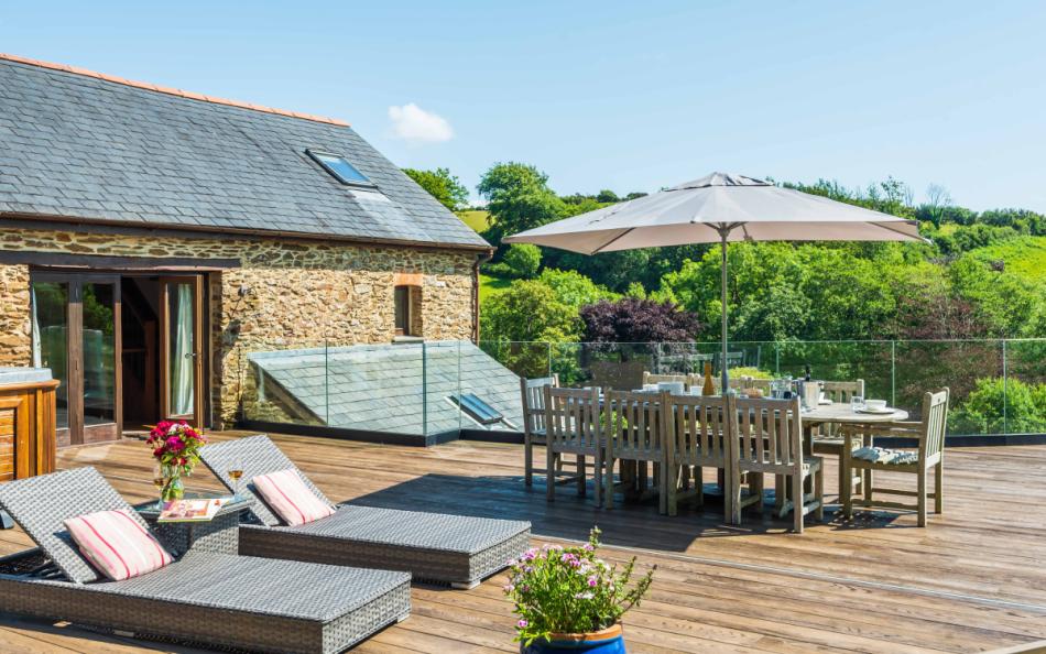 loungers with a North Devon view at The Old Barn 