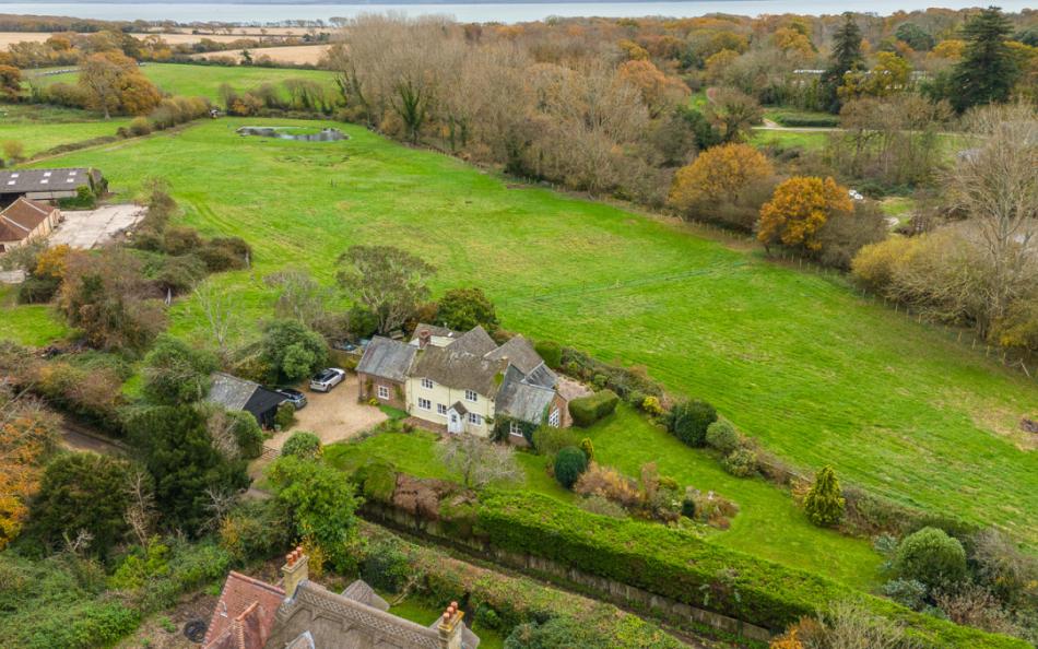 looking down on the gardens at Moonfleet Cottage