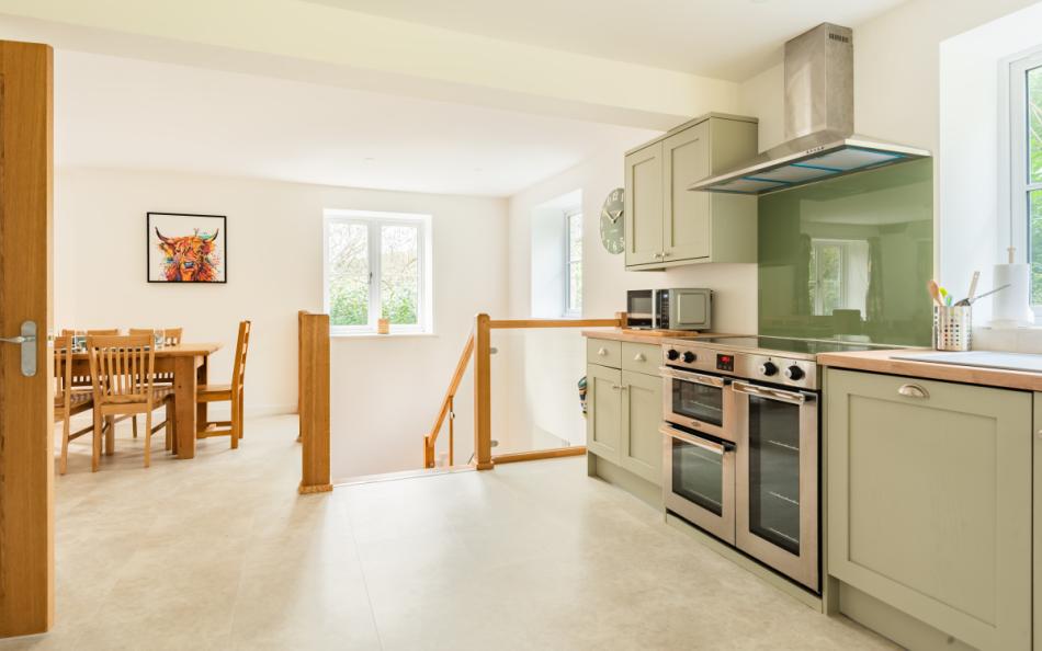 Large kitchen space at Clanacombe Lodge 