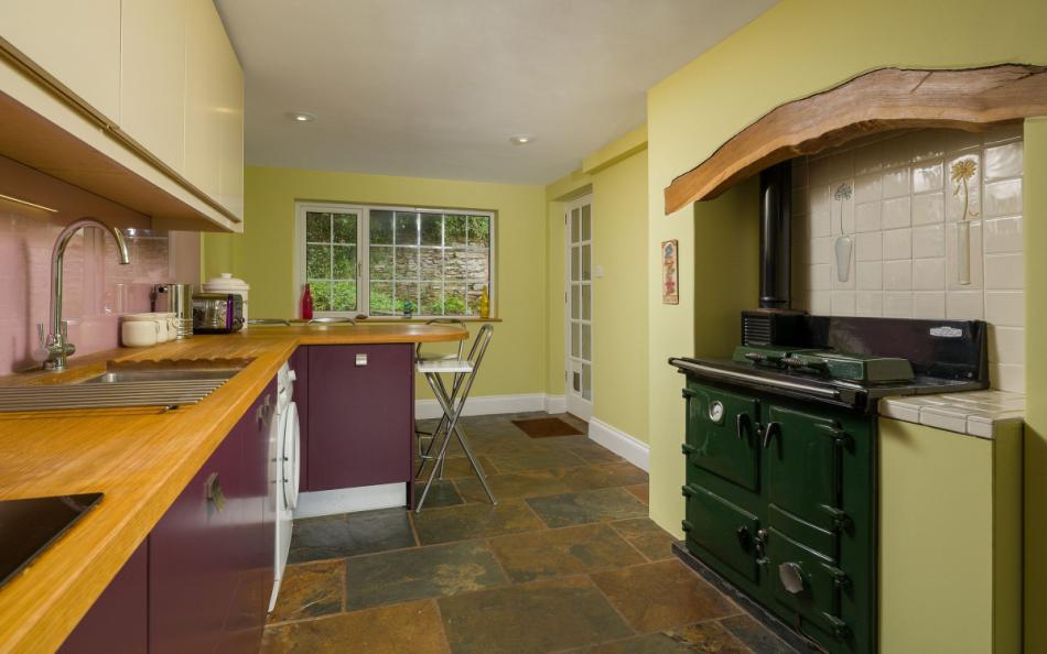 Another view of the modern kitchen at Coombe Park