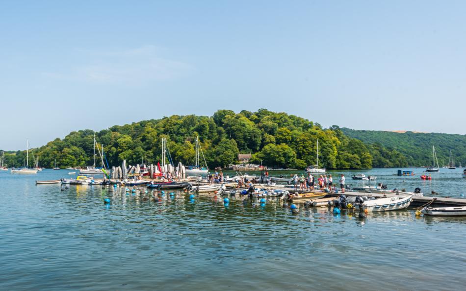 Dittisham pontoon and moorings at Dunedin Cottage