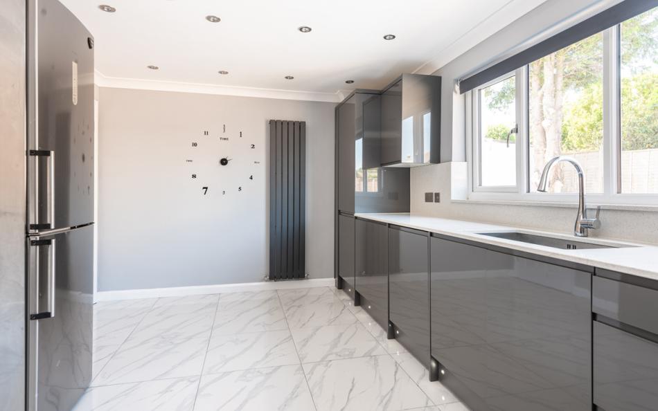 Another view of the modern kitchen at 1 Crestfields
