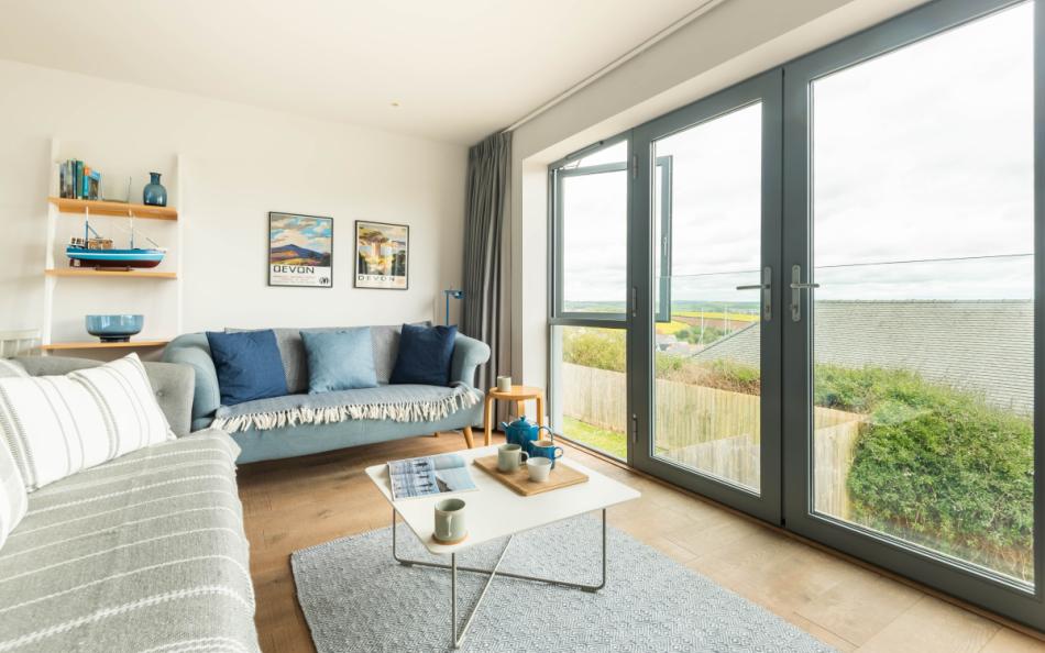 Lounge with views over Salcombe at Fastnet