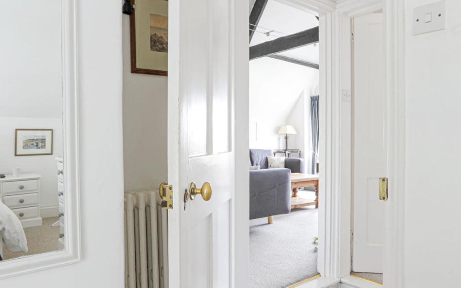 entertance to bedrooms at Breakwater Cottage