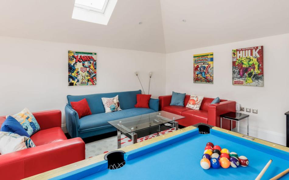 Games area at Grasmere Beach House