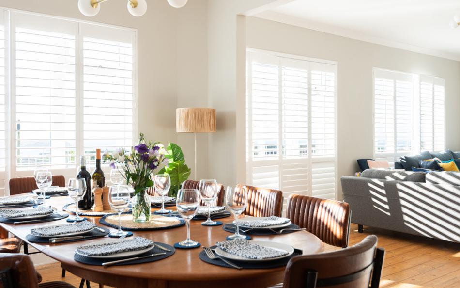 A close up of the dining area at Blue Shores