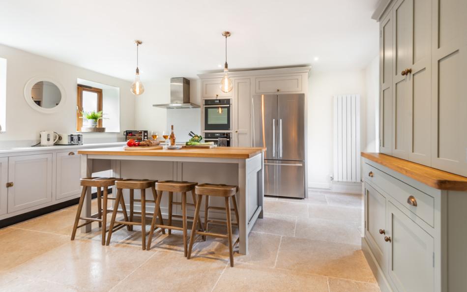 Separate modern kitchen at Blackness Barn