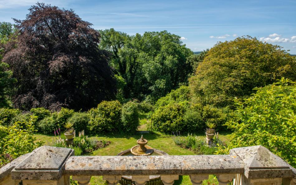 view to the gardens at The Lost Manor