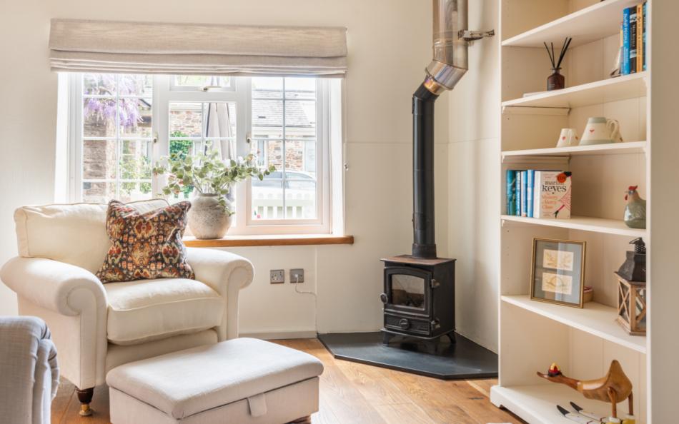 cottage lounge with fire