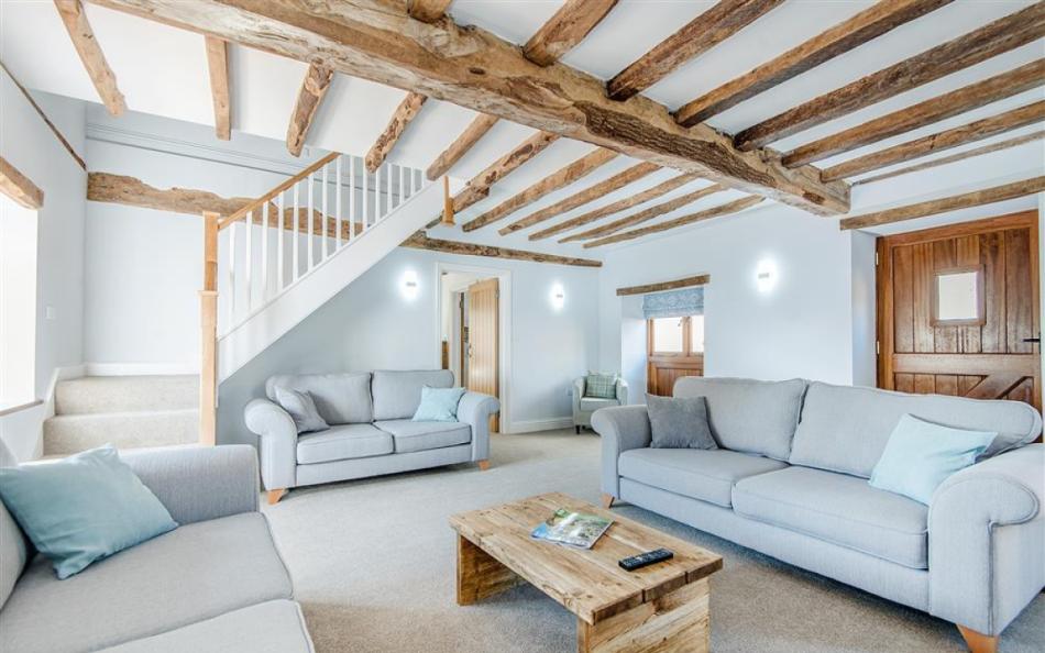 Bright and airy living room at Berry's Barn 