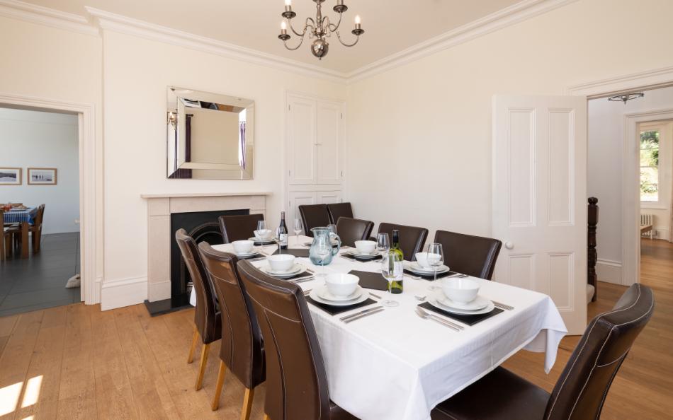The large formal dining room at Holset House