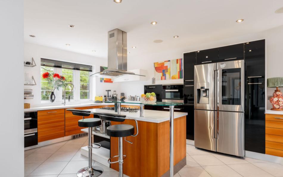 kitchen with large fridge freezer at Panorama House near Bournemouth