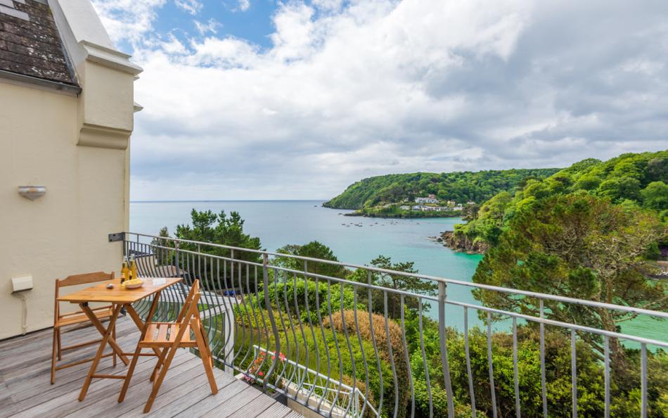 view of the sea from the balcony at Captain's View, 3 Sandhills