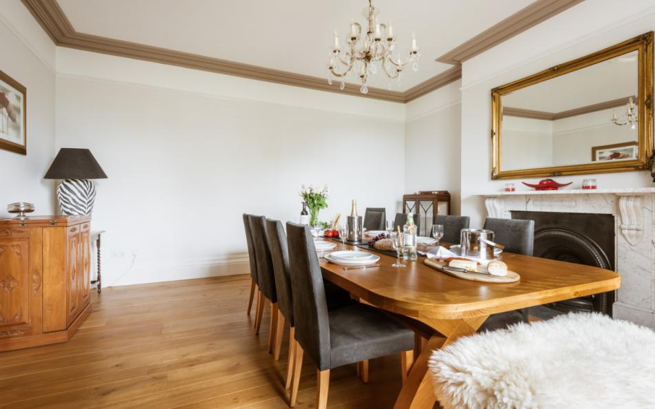 Spacious dining room at Bigbury Court Farmhouse
