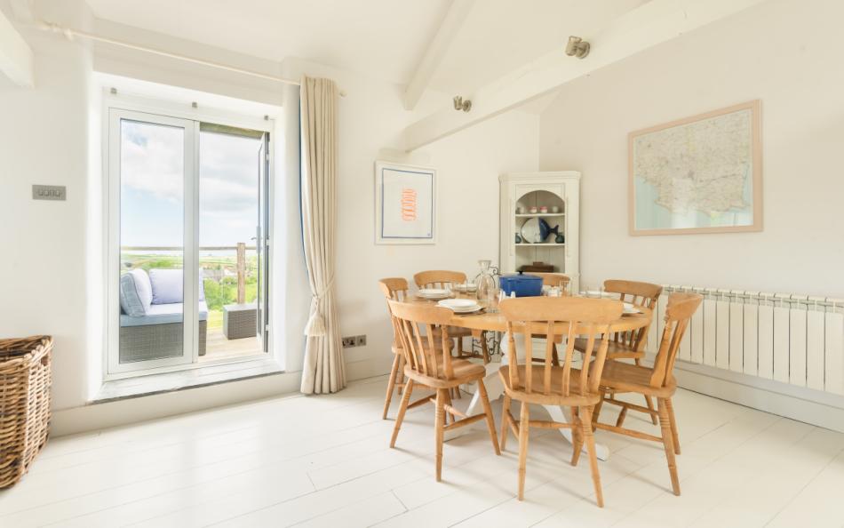 Balcony views from the dining area at Court Barton Loft