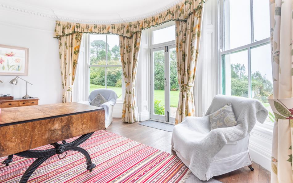 Games Room with bay window at Porthpean House