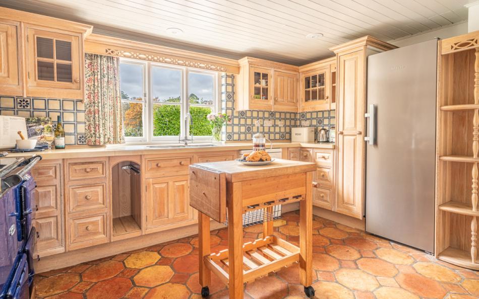 kitchen with american fridge freezer  at Moonfleet Cottage
