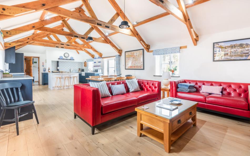 Kitchen/diner/family space with large smart TV at Pleydon Meadow