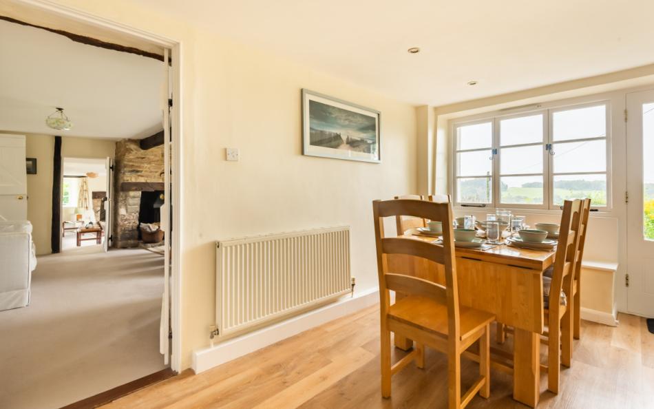 The kitchen breakfast table at Dower House